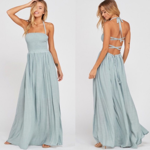 Bellanblue Dresses & Skirts - GEMMA Open Back Halter Maxi Dress - Powder blue   